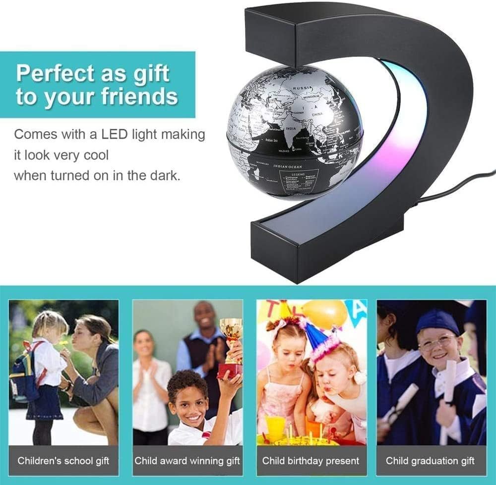 Magnetic Levitating Globe With LED Light - For Kids Adults Learning - 3.5 Inch - Antique Decore