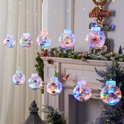 10PCS LED Christmas Curtain Lamp Fairy Snowman Wishing Ball Lamp String Christmas Window Decoration Christmas Light Room - Antique Decore