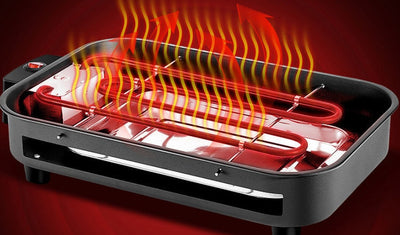 Barbecue square non-smoking electric oven carbon steel plate knob temperature control Korean electric baking tray customization - Antique Decore