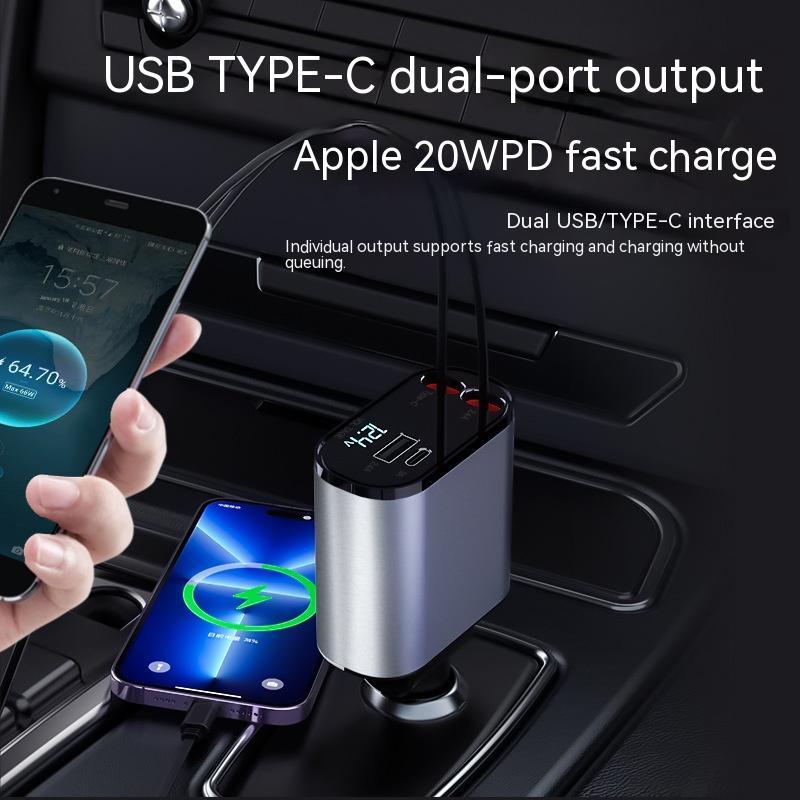 Metal Car Charger 100W Super Fast Charging Car Cigarette Lighter USB And TYPE-C Adapter - Antique Decore