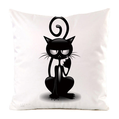 Black Cat Silk Home Decoration Sofa Cushion Pillow Cover