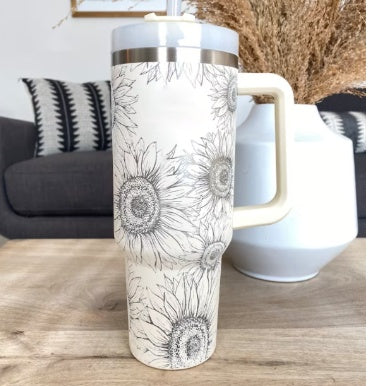 40 Oz Tumbler With Handle Straw Insulated, Stainless Steel Spill Proof Vacuum Coffee Cup Gifts For Valentine Lover