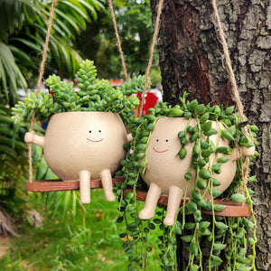 Plant Hanger Baskets Lovely Swing Face Planter Pot Succulent Flower Pots Balcony Wall Hanging Planter - Antique Decore