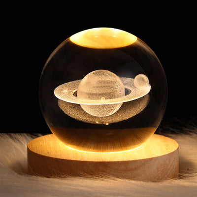 Luminous Starry Sky And Planets Moon Moon Crystal Ball Small Night Lamp Projection Ambience Light Creative Gift New Strange Gift - Antique Decore