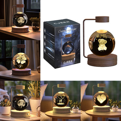 Crystal Ball Cosmic Dinosaur Indoor Night Light USB Power Warm Bedside Light Birthday Gift Night Lamp - Antique Decore