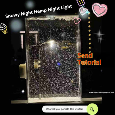Magic Snowy Landscape Night Lights Small Street Light Snowy Flowing Night DIY Christmas Lights Christmas Desktop Decor Handmade - Antique Decore