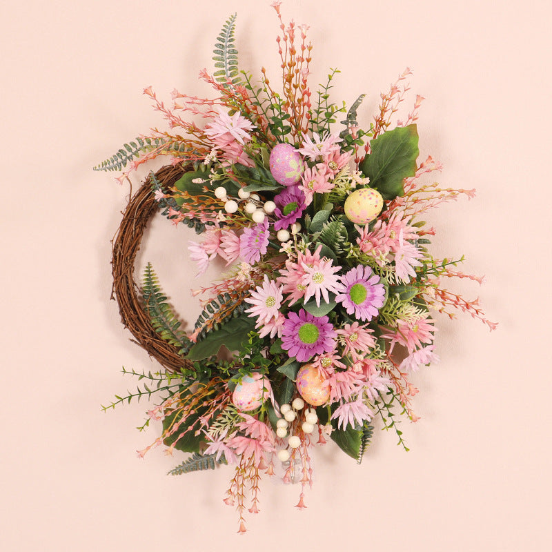 Home Decoration Easter Wreath Wild Chrysanthemum Half Edge Wreath Eggs - Antique Decore
