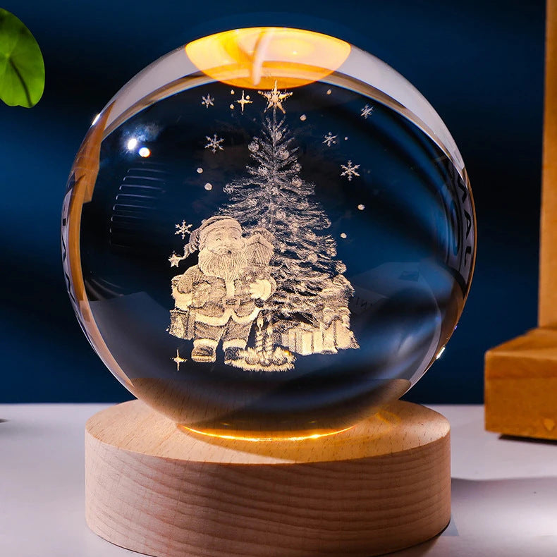 Luminous Starry Sky And Planets Moon Moon Crystal Ball Small Night Lamp Projection Ambience Light Creative Gift New Strange Gift - Antique Decore