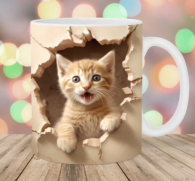 Cat Hollow Wall Ceramic Coffee Mug - Antique Decore
