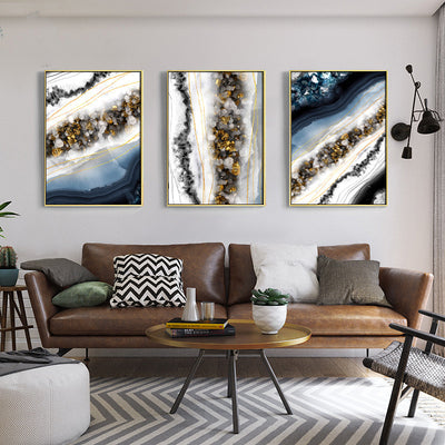 Modern Wall Art Canvas Painting Abstract Marble Crystal Lines Living Room Decor - Antique Decore