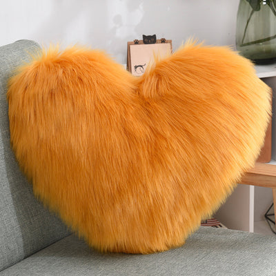 Throw Pillows Heart Shape Long Plush Fluffy Shaggy Cushion Cover Sofa Cushions Decorative Pillow Covers Pillowcase White - Antique Decore