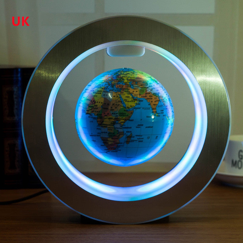 Round LED World Map Floating Globe Magnetic Levitation Light Anti Gravity Magic - Antique Decore