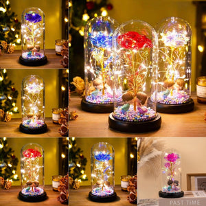Eternal Rose LED Light Foil Flower In Glass Cover Night Lights Valentines Day Gifts Lamp Decor For For Home Bedroom Wedding Gift Valentine's Day Gifts - Antique Decore
