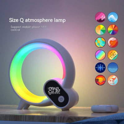 Creative Q Light Analog Sunrise Digital Display Alarm Clock Bluetooth Audio Intelligent Wake-up Q Colorful Atmosphere Light - Antique Decore