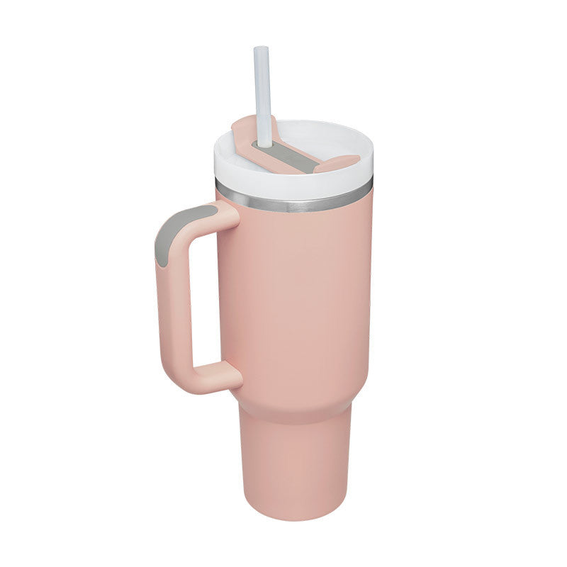 40 Oz Tumbler With Handle Straw Insulated, Stainless Steel Spill Proof Vacuum Coffee Cup Gifts For Valentine Lover